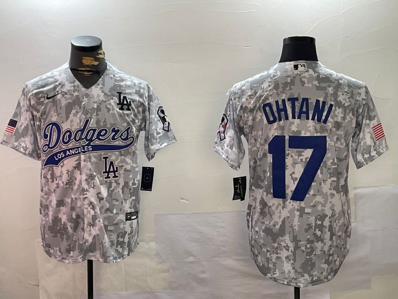Men Los Angeles Dodgers #17 Ohtani Camo Joint Name 2024 Nike MLB Jersey style 5